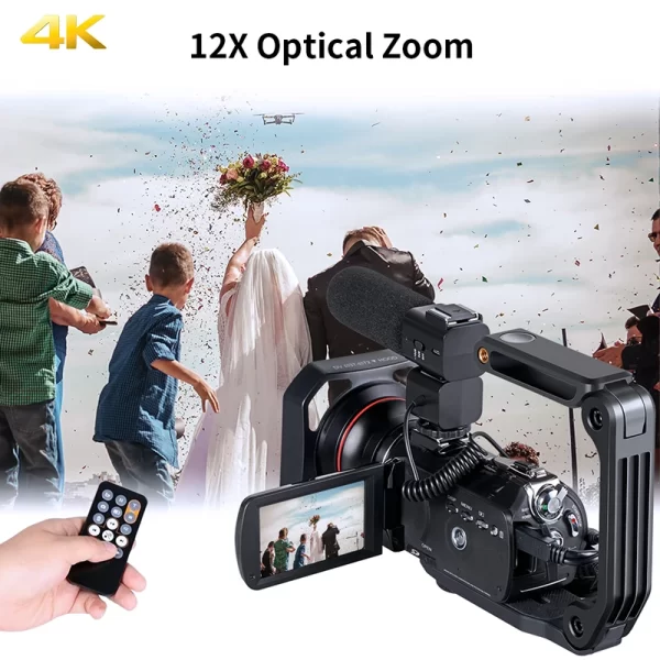 Video Camera 4K Professional for YouTube Live Streaming, Ordro AC5 12X Optical Zoom Full HD Blogger Camcorder Vlog Cameras - Image 2