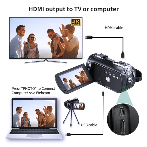 Video Camera 4K Professional for YouTube Live Streaming, Ordro AC5 12X Optical Zoom Full HD Blogger Camcorder Vlog Cameras - Image 4
