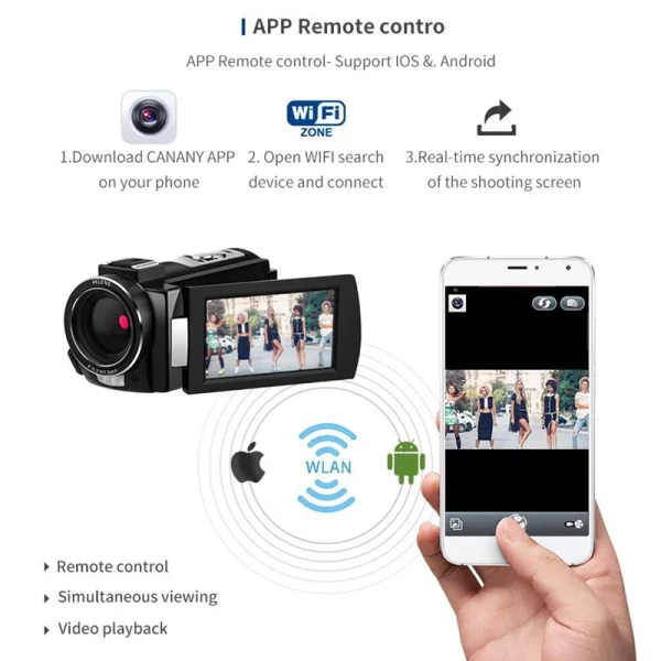 4K Full HD Professional Digital Cameras Camcorder Night Vision WIFI MIC 3.0 Inch Touch Screen Video Camera Support External Lens - Image 5