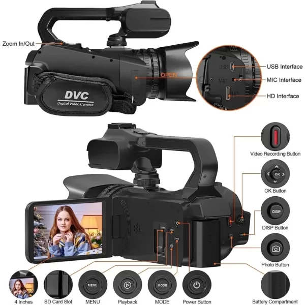 Outdoor 4k 64MP Professional Camera Photography Full HD Camcorder For Tiktok Youtube Video Live Streaming Cameras WIFI - Image 5