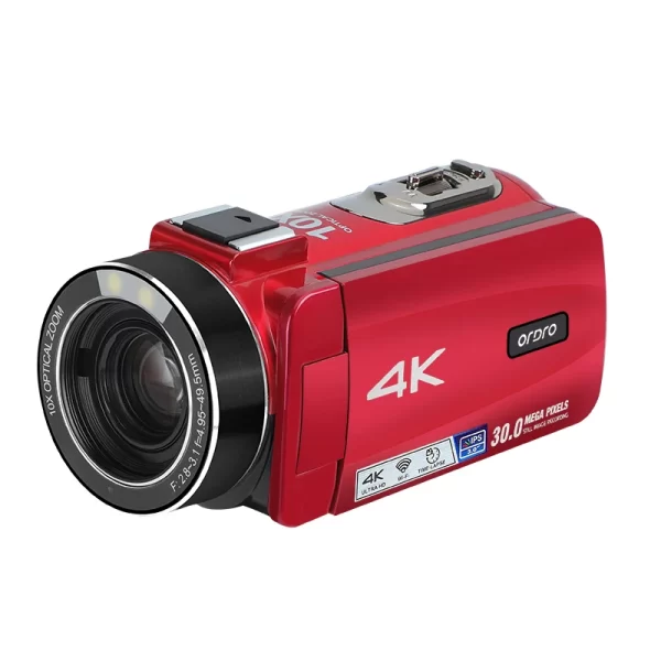 Ordro Live Streaming Digital Camera Camcorder 4K 10X Optical Zoom Home use for YouTube Vlog Videos Recorders Retro Red 2024 New