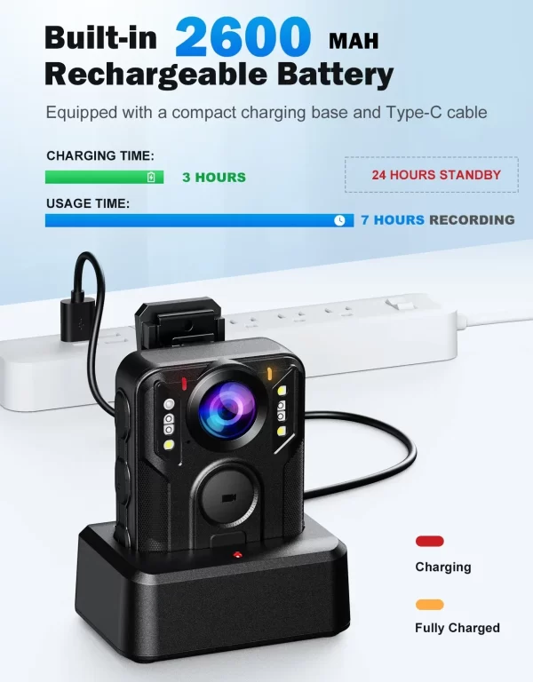Boblov M6 2160P GPS 64GB Camera Infrared Night Vision Dash Cam Small Camcorder 7 Hours Recording Bodycam for security - Image 3