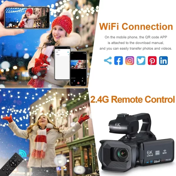 6K Professional Video Camera for Photography 18X Digital Zoom Night Vision Vlog Cameras 64MP WiFi Livestream Webcam Camcorder - Image 4