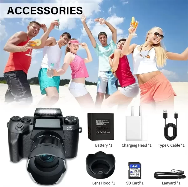 64MP 4K video camera professional instant Auto Focus 60FPS Vlog Camcorder 4 Inch 16X Zoom Touch For Youtube Tiktok Ins Webcam - Image 5