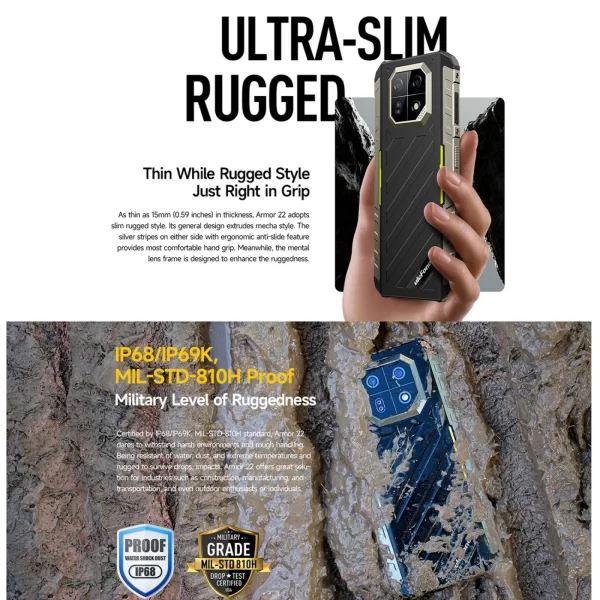 Ulefone Armor 22 Rugged Android 13 Mobile Phone 8GB+128/256GB Global Smartphone 6600mAh 64MP Night Vision Camera World Premiere - Image 3
