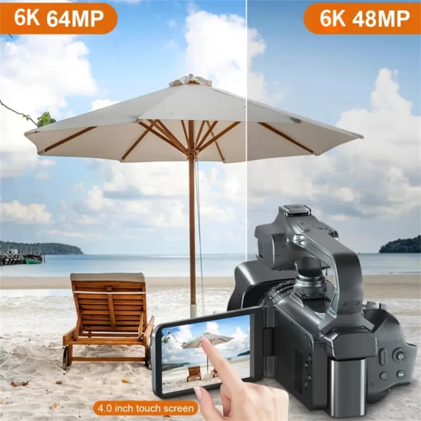 6K Professional Video Camera for Photography 18X Digital Zoom Night Vision Vlog Cameras 64MP WiFi Livestream Webcam Camcorder - Image 6