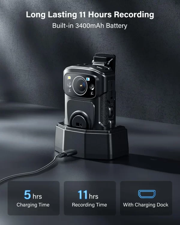 BOBLOV Mini Camera B4K5 128G/256G 4K Small Camcorder GPS Body Worn Camera 11Hrs Video Record Police Bodycamera Night Vision IP68 - Image 2