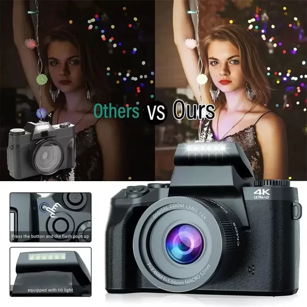 64MP 4K video camera professional instant Auto Focus 60FPS Vlog Camcorder 4 Inch 16X Zoom Touch For Youtube Tiktok Ins Webcam - Image 6