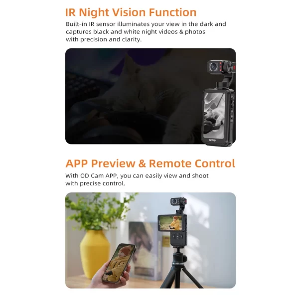 ORDRO M5 Pocket Video Camera Action Vlogging Digital Camcorder 5K 3-axis Face Tracking 3.5" Touch Screen Infrared Night Vision - Image 5