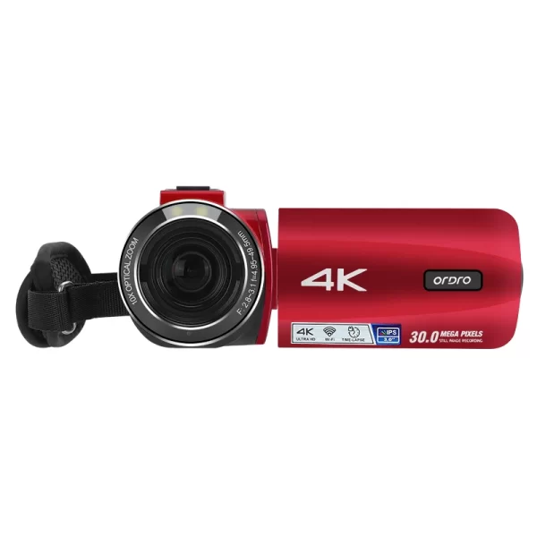Ordro Live Streaming Digital Camera Camcorder 4K 10X Optical Zoom Home use for YouTube Vlog Videos Recorders Retro Red 2024 New - Image 4