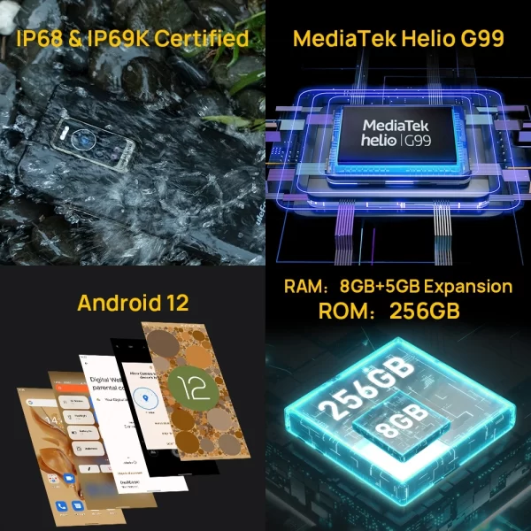 Ulefone Armor 17 Pro Rugged Phone Android 12 Helio G99 Octa Core 8+256GB 6.58'' Screen 5380mAh Smartphone 108MP Cam NFC Global - Image 5