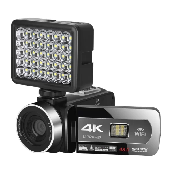 Full 4K Youtube Camcorder Auto Focus Streaming WIFI Web Cameras Outdoor Fill Light Video Recorder Vlog 48MP Digital Photo Camera - Image 2