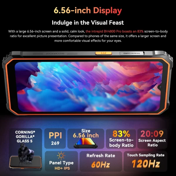 Blackview BV4800 Pro Rugged Smartphone 6.56'' IPS Display 4GB+128GB 5180mAh Battery 16MP Camera 4G Android 14 Mobile Phone - Image 3