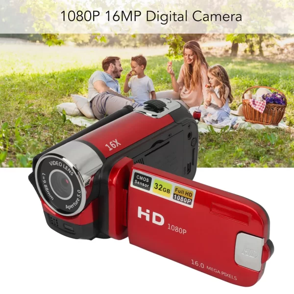 D90 1080P 16MP Digital Camera 2.4 Inch Rotatable Screen Camcorder 16X Zoom HD Video Recorder with Fill Light HD Video Camcorder - Image 5