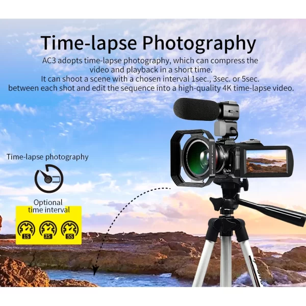 Ordro AC3 Video Camera 4k Camcorder Professional, 30X Digital Zoom Infrared Night Vision Youtube Vlogging Recorder for Blogger - Image 6