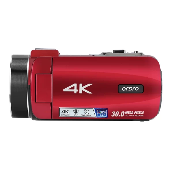 Ordro Live Streaming Digital Camera Camcorder 4K 10X Optical Zoom Home use for YouTube Vlog Videos Recorders Retro Red 2024 New - Image 2