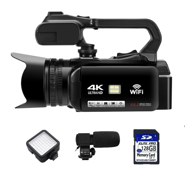 18X Digital Zoom 4K Video Camera Camcorder UHD Vlogging Wecam 64MP with Focus Function 4.0 Inch Touchscreen - Image 2