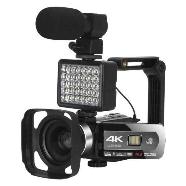 Full 4K Youtube Camcorder Auto Focus Streaming WIFI Web Cameras Outdoor Fill Light Video Recorder Vlog 48MP Digital Photo Camera
