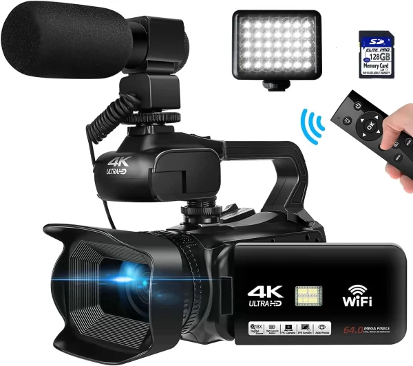 18X Digital Zoom 4K Video Camera Camcorder UHD Vlogging Wecam 64MP with Focus Function 4.0 Inch Touchscreen - Image 4