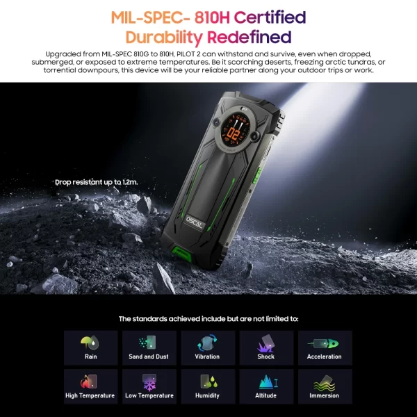 Blackview OSCAL PILOT 2 Rugged Smartphone Helio G99 6.5'' 120Hz 8GB 256GB Mobile Phone with Dual LED Flashlights 8800mAh 45W NFC - Image 2