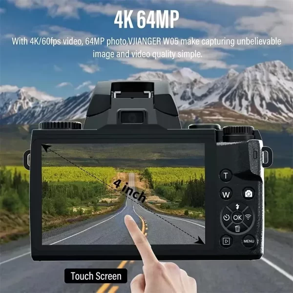 64MP 4K video camera professional instant Auto Focus 60FPS Vlog Camcorder 4 Inch 16X Zoom Touch For Youtube Tiktok Ins Webcam - Image 2