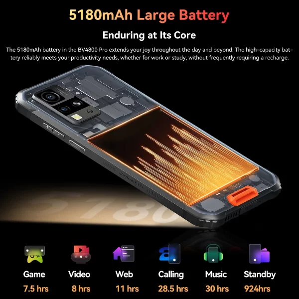 Blackview BV4800 Pro Rugged Smartphone 6.56'' IPS Display 4GB+128GB 5180mAh Battery 16MP Camera 4G Android 14 Mobile Phone - Image 4