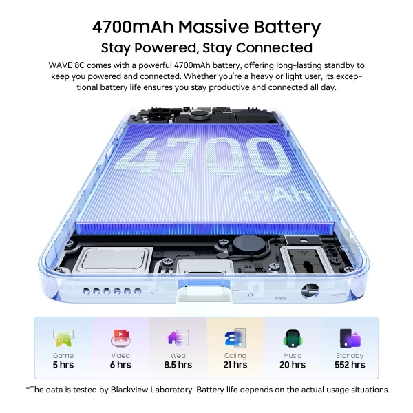 Blackview Wave 8C Smartphone 6.56 inch HD + IPS Display 2GB+64GB 4G Android 14 Mobile Phone 4700mAh Battery 8MP Rear Camera - Image 4