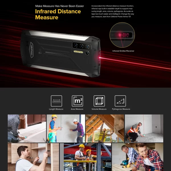 Ulefone Power Armor 13 Rugged Mobile Phone Android 11 Helio G95 8GB+128GB Smartphone 13200mAh Battery 33W 48MP Camera NFC - Image 6